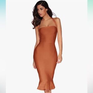 Womens Halter Fishtail Bandage Party Dress Elegant Wedding Guest Dress